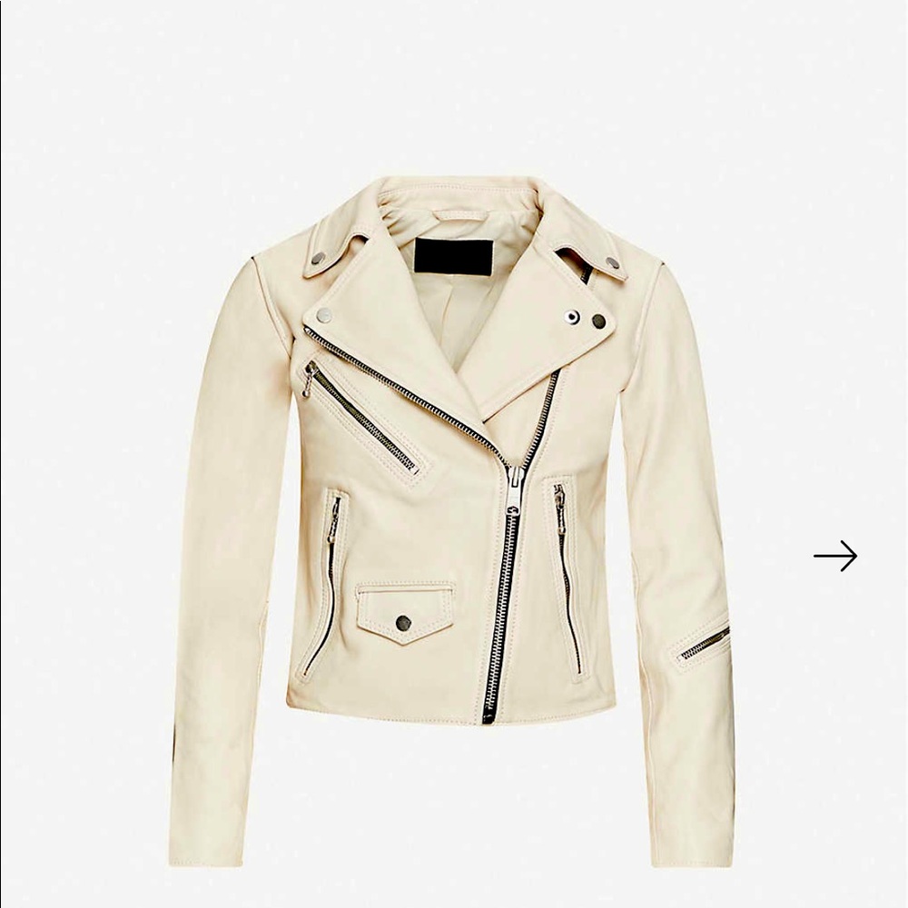 AllSaints Riley Leather Biker Jacket US 2 EUC